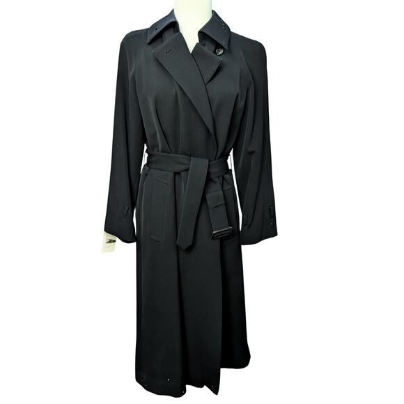 100% Wool Black Trench Coat Austrian Crystal Rain Drops Size 4 - Picture 1 of 11